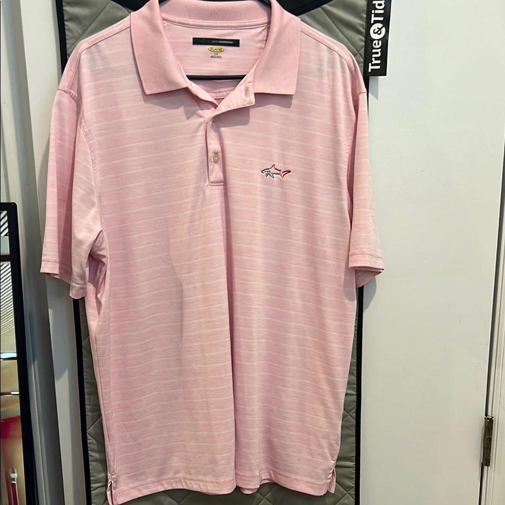 Greg Norman Collection Pink Polo Shirt with Classic Design and Short Sleeves